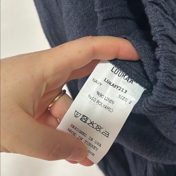 LUUKAA Blue Grey Crinkle Linen Textured Cargo Pocket Pants 10 med/large - Picture 7 of 7